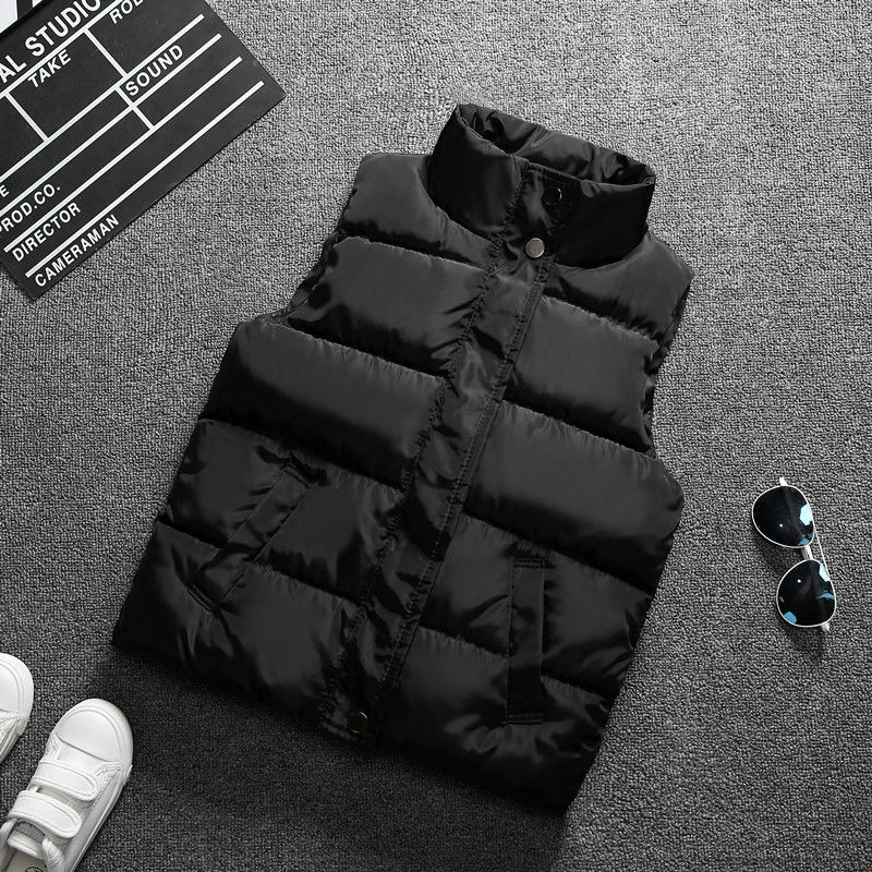 Egyszínű Gyermek Állványgallér Pamut Mellények Őszi Téli Ujjatlan Mellény Kabát Kabát Meleg Felsőruházat 3-12Y Ruhák