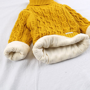 ΦΙΛΟΛΟΓΙΑ Λούτρινο εσωτερικό καθαρό χρώμα χειμώνα αγόρι κορίτσι παιδί χοντρό Πλεκτό πουκάμισο με ζιβάγκο μασίφ πουλόβερ με ψηλό γιακά αφράτο πουλόβερ