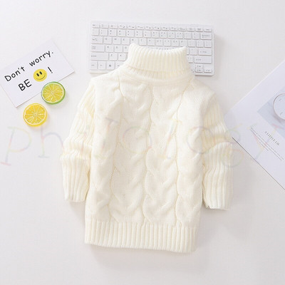 PHILOLOGY 2T-8T καθαρό χρώμα χειμώνα αγόρι κορίτσι παιδί χοντρό Πλεκτό πουκάμισο με ζιβάγκο μασίφ πουλόβερ με ψηλό γιακά