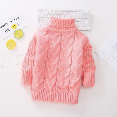 PHILOLOGY 2T-8T καθαρό χρώμα χειμώνα αγόρι κορίτσι παιδί χοντρό Πλεκτό πουκάμισο με ζιβάγκο μασίφ πουλόβερ με ψηλό γιακά