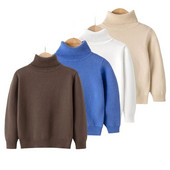 Dječji džemper s dolčevitom za dječake Unisex jednobojni pulover od čistog pamuka, debela topla, dječja zimska odjeća od 2 do 7 godina