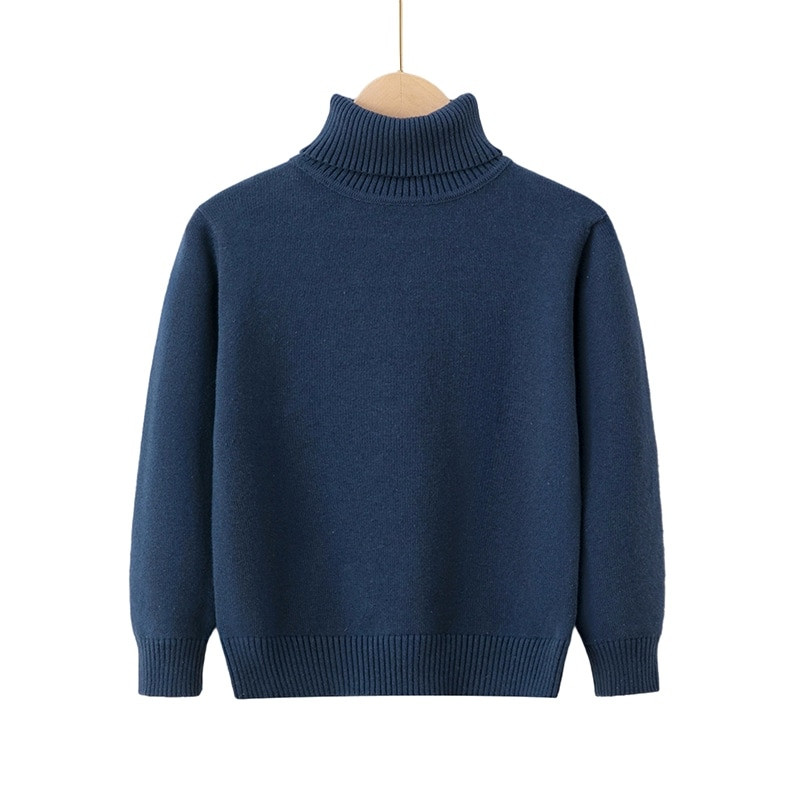 Dječji džemper s dolčevitom za dječake Unisex jednobojni pulover od čistog pamuka, debela topla, dječja zimska odjeća od 2 do 7 godina