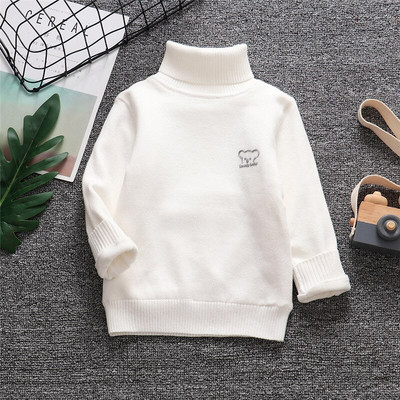 Bērnu biezs trikotāžas džemperis ar apakšējo apkakli rudens ziema zēns meitene pieaugušais Pievienot samta krekli, džemperis ar augstu apkakli