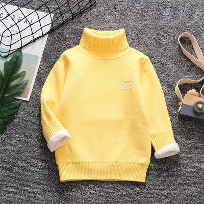 Bērnu biezs trikotāžas džemperis ar apakšējo apkakli rudens ziema zēns meitene pieaugušais Pievienot samta krekli, džemperis ar augstu apkakli