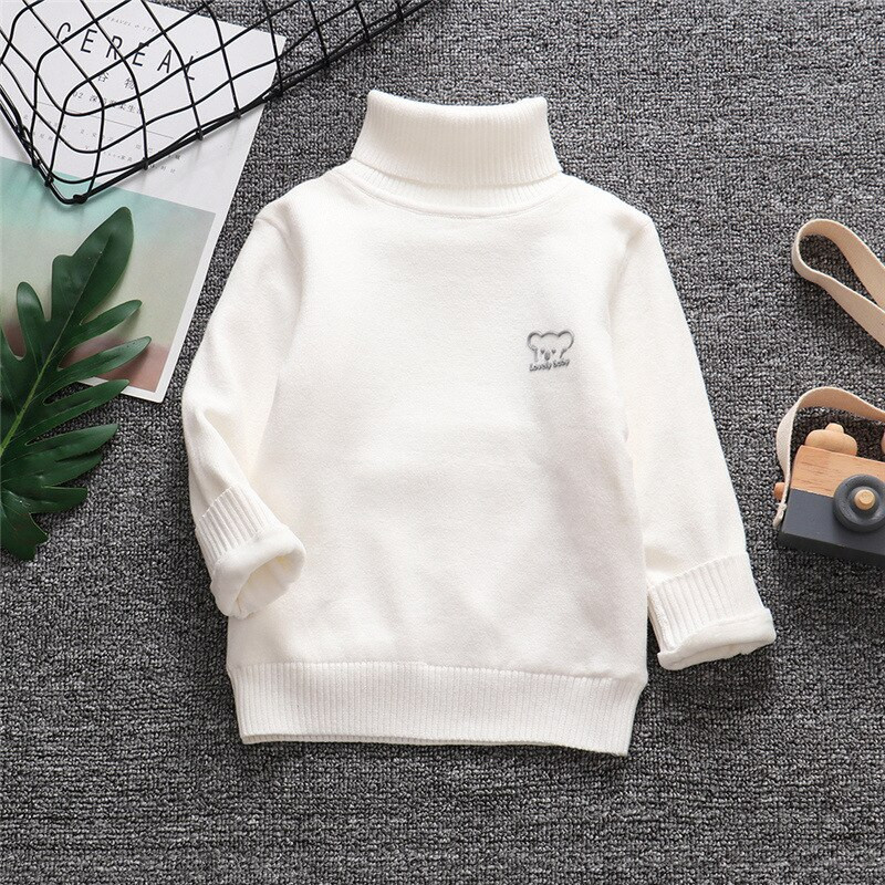 Bērnu biezs trikotāžas džemperis ar apakšējo apkakli rudens ziema zēns meitene pieaugušais Pievienot samta krekli, džemperis ar augstu apkakli