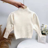 Βρεφικό πουλόβερ φουσκωτό μανίκι μονόχρωμο άνοιξη φθινόπωρο χειμώνα Παιδικό πλεκτό πουλόβερ κορυφαία υψηλής ποιότητας βρεφικά ρούχα 1-10Y