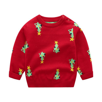 Φθινοπωρινό χειμωνιάτικο Παιδικό πουλόβερ Βαμβακερό μωρό αγόρι κοριτσάκι Πλεκτό πουλόβερ μακρυμάνικο ζεστά κινούμενα σχέδια Βρεφικά χριστουγεννιάτικα ρούχα