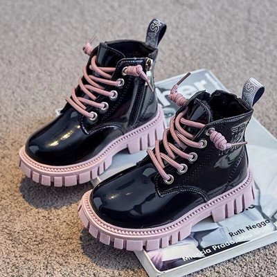 Modes bērnu zābaki meitenēm Britu stila bērnu, mazuļu meiteņu kaujas zābaki Silti ūdensizturīgi zēnu augstie zābaki 1–15 gadus veci