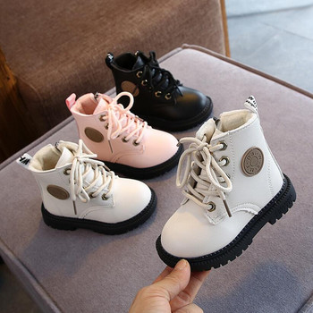 Φθινόπωρο/Χειμώνας 2022 Παιδικές μπότες για αγόρια για κορίτσια Δερμάτινες μπότες χιονιού βελούδινες μοδάτες αδιάβροχες αντιολισθητικές ζεστές παιδικές μπότες παπούτσια 21-30