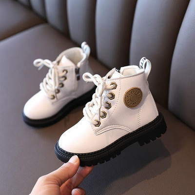 Φθινόπωρο/Χειμώνας 2022 Παιδικές μπότες για αγόρια για κορίτσια Δερμάτινες μπότες χιονιού βελούδινες μοδάτες αδιάβροχες αντιολισθητικές ζεστές παιδικές μπότες παπούτσια 21-30