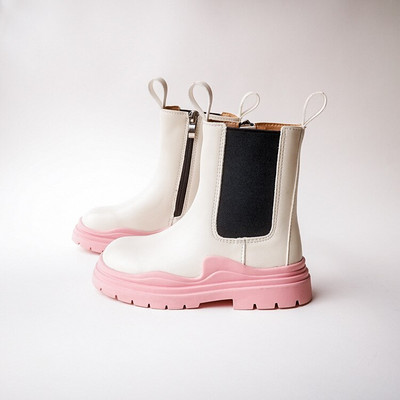 Bērnu apavi Kvalitatīva āda Britu stilā Augstie zābaki meitenēm ādas apavi Chelsea īsie zābaki bērnu apavi Ankel zābaki