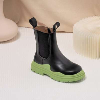 Bērnu apavi Kvalitatīva āda Britu stilā Augstie zābaki meitenēm ādas apavi Chelsea īsie zābaki bērnu apavi Ankel zābaki