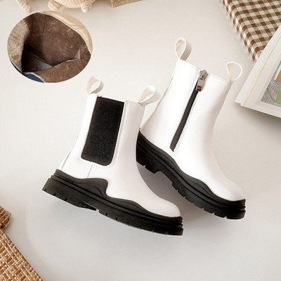 Bērnu apavi Kvalitatīva āda Britu stilā Augstie zābaki meitenēm ādas apavi Chelsea īsie zābaki bērnu apavi Ankel zābaki