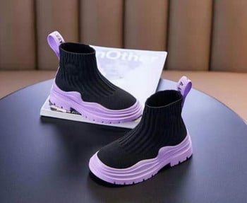 Обувки за момче/момиче чорапи обувки 2022 пролетни високи ботуши дишащи мрежести летящи плетени обувки детски спортни универсални ботуши