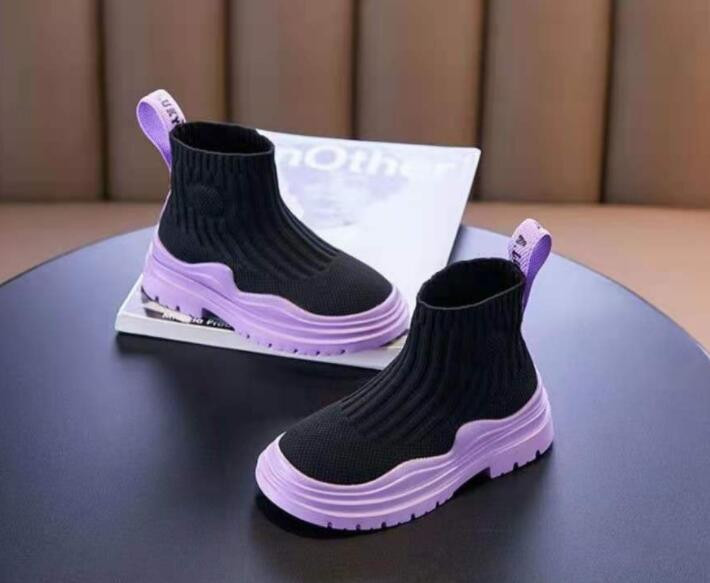 Παπούτσια αγοριών/κοριτσιών κάλτσες παπούτσια 2022 ανοιξιάτικες ψηλές μπότες που αναπνέουν διχτυωτές ιπτάμενα πλεκτά παπούτσια παιδικά αθλητικά μποτάκια όλων των αγώνων