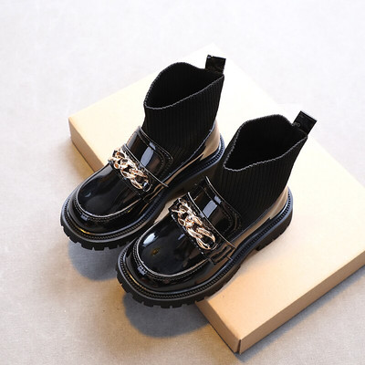 Παιδικά Γούνινα Κοντά Μποτάκια Νήπια Κοριτσίστικα PU Δερμάτινα παπούτσια Sping Baby Flats Fashion Outwear Platform 2-10Y Μέγεθος 22-36#