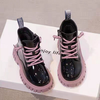 2022 Νέα χειμωνιάτικα παιδικά παπούτσια PU Δερμάτινα αδιάβροχα μποτάκια για τον αστράγαλο Παιδικά μποτάκια για το χιόνι Μάρκα κορίτσια αγόρια Μπότες από καουτσούκ Μόδα αθλητικά παπούτσια