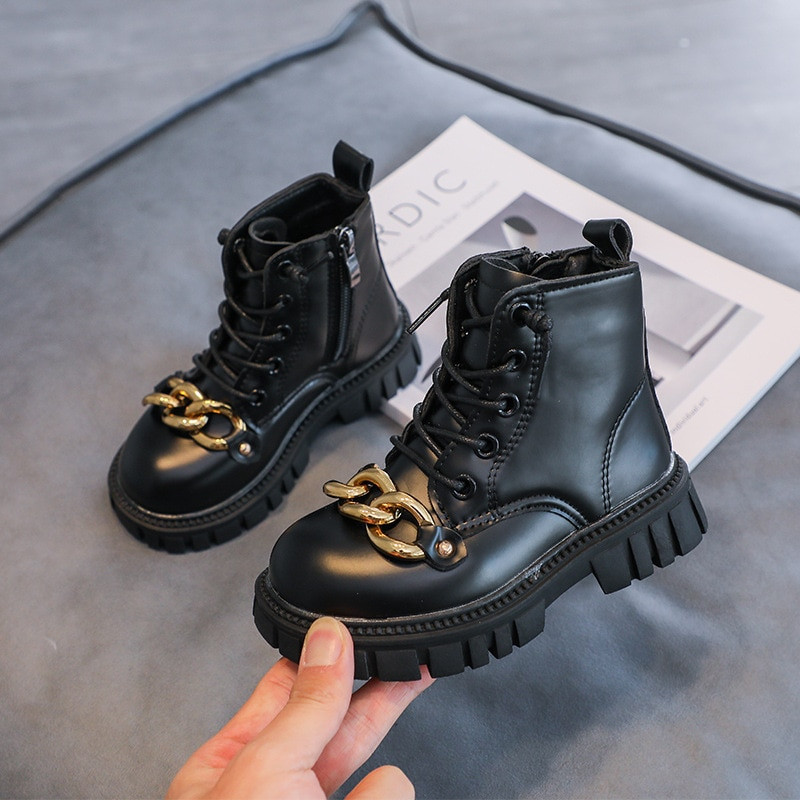 Bērnu 2022. gada rudens un ziemas stils plus samta kokvilnas zābaki zēniem un meitenēm metāla ķēdes vidējie zābaki