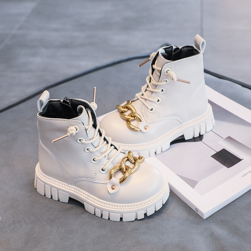 Bērnu 2022. gada rudens un ziemas stils plus samta kokvilnas zābaki zēniem un meitenēm metāla ķēdes vidējie zābaki