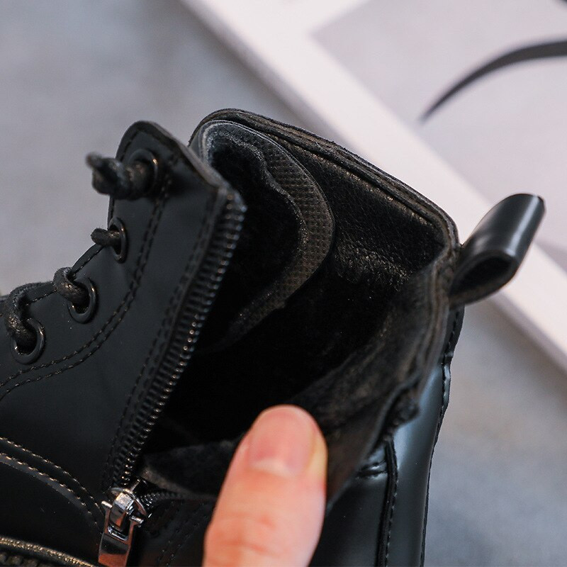 Bērnu 2022. gada rudens un ziemas stils plus samta kokvilnas zābaki zēniem un meitenēm metāla ķēdes vidējie zābaki