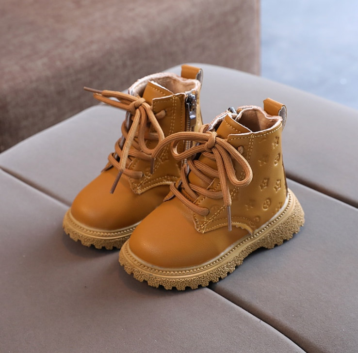 Bērnu ikdienas apavi rudens ziemas zābaki zēnu apavi Modes āda, mīksti, neslīdoši zābaki meitenēm 21-30 sporta skriešanas apavi