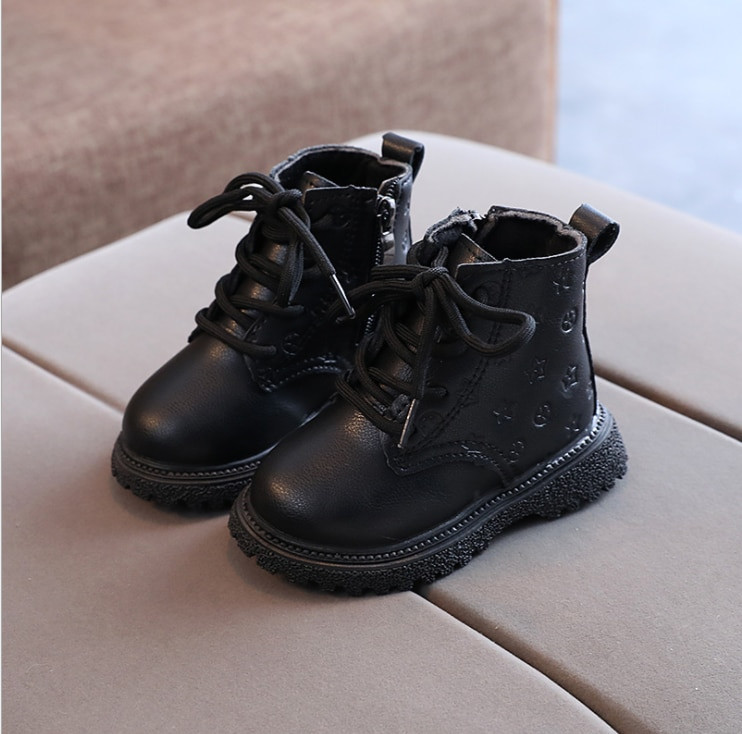 Bērnu ikdienas apavi rudens ziemas zābaki zēnu apavi Modes āda, mīksti, neslīdoši zābaki meitenēm 21-30 sporta skriešanas apavi