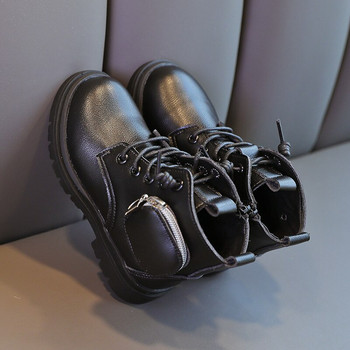 Μπότες για κορίτσια τσάντα 2022 Άνοιξη φθινόπωρο Νέα μπότες μονές Little Princess βρετανικού στυλ Παιδικές τσέπες Κοντές μπότες