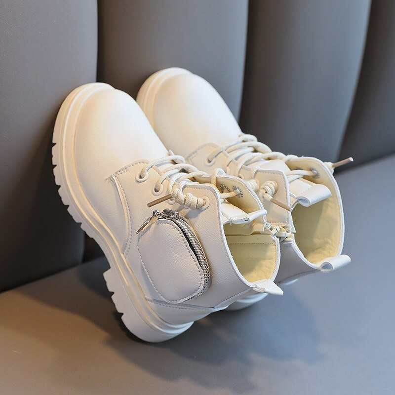 Čizme s torbom za djevojčice 2022. Proljeće Jesen Nove čizme za male princeze Jednostruke čizme Britanski stil Moda Dječje kratke čizme s džepovima