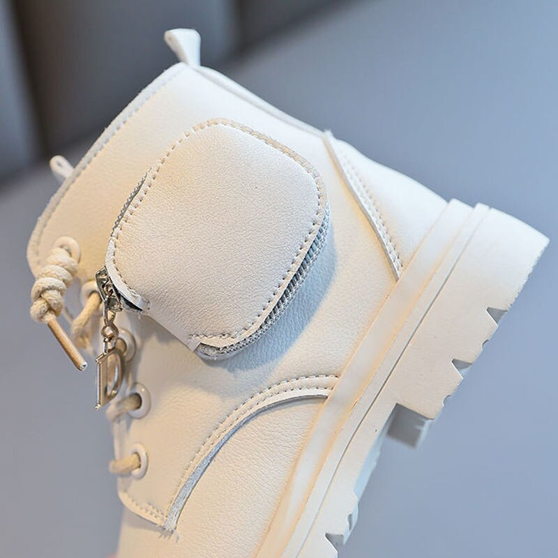 Čizme s torbom za djevojčice 2022. Proljeće Jesen Nove čizme za male princeze Jednostruke čizme Britanski stil Moda Dječje kratke čizme s džepovima