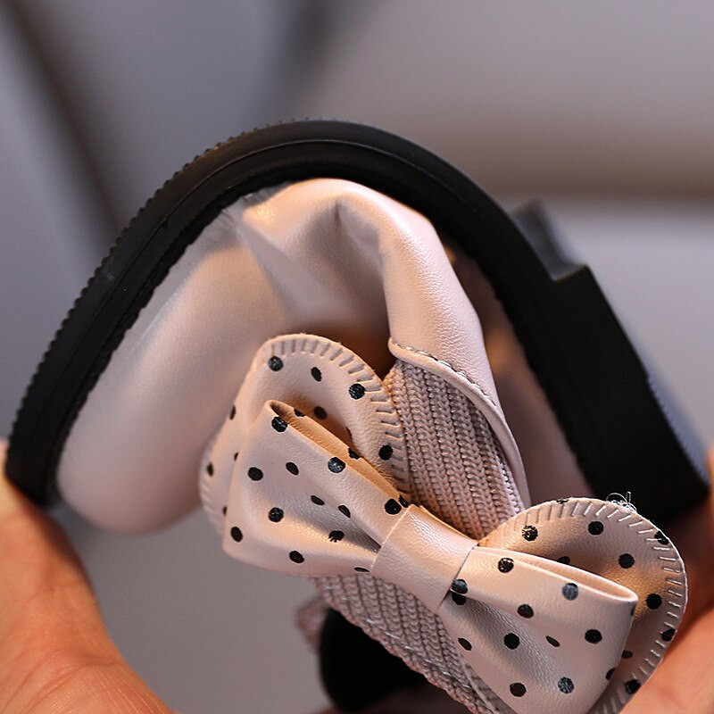 2022. g. meiteņu zābaki Jauni ziemas bērni, silti, eleganti princese, plīša tauriņš, ādas zābaki, bērnu kokvilnas zābaki E258