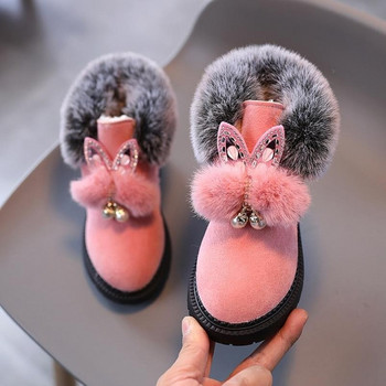 Унисекс 2022 г. Прохождащи момичета Ботуши Детски зимни обувки за момчета Меко дъно Студентски кожени ботуши за сняг Детски кожени обувки Плюшени