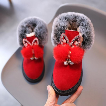 Унисекс 2022 г. Прохождащи момичета Ботуши Детски зимни обувки за момчета Меко дъно Студентски кожени ботуши за сняг Детски кожени обувки Плюшени