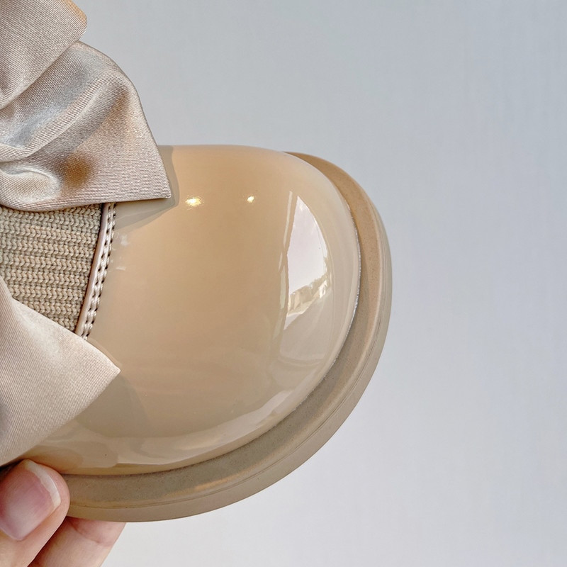 Bērnu apavi modes lakādas bantītes meiteņu Ādas zābaki 2022 rudens jauni bērnu zeķes vieni zābaki 1-15 g.v.