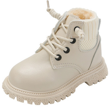 Детски бебешки ботуши за момичета Пролет/есен Единични обувки Модни памучни обувки Детски момчета Плюшени ботуши Кадифени зимни ботуши с връзки