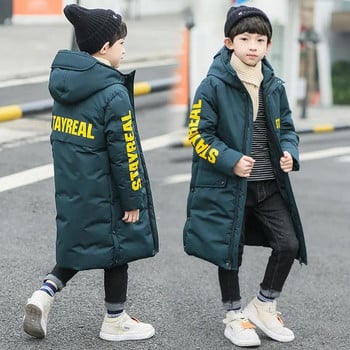 -30 μοίρες Υψηλής ποιότητας Winter Boys Long Coat Ρούχα παλτό Snowsuit Χοντρή κουκούλα Parka ζεστό βαμβακερό μπουφάν για παιδικά ρούχα