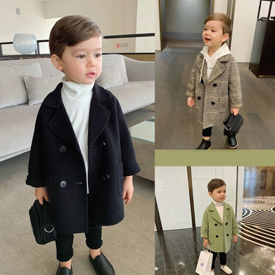 Αγόρι Μακρύ Σακάκι Παλτό Καρό Μοτίβο Boy Coat Casual Style Boy Ανοιξιάτικο φθινόπωρο Παιδικά Ρούχα για Αγόρια