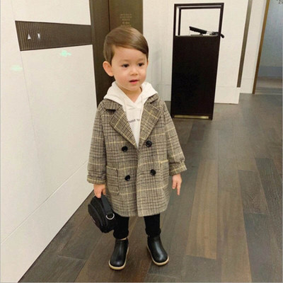 Αγόρι Μακρύ Σακάκι Παλτό Καρό Μοτίβο Boy Coat Casual Style Boy Ανοιξιάτικο φθινόπωρο Παιδικά Ρούχα για Αγόρια