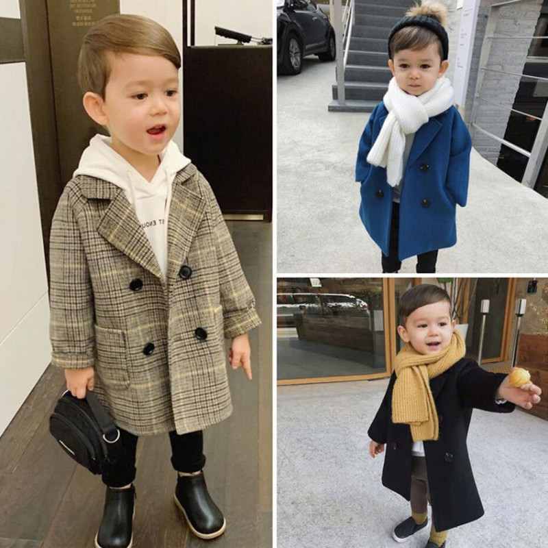 Αγόρι Μακρύ Σακάκι Παλτό Καρό Μοτίβο Boy Coat Casual Style Boy Ανοιξιάτικο φθινόπωρο Παιδικά Ρούχα για Αγόρια