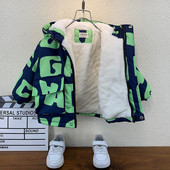 Zēnu Mētelis Jaka Virsdrēbes Topi Kokvilna 2022 Fashion Thicken Plus Velvet Ziemas Rudens Liela izmēra mētelis Bērnu apģērbi