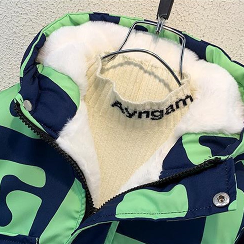 Zēnu Mētelis Jaka Virsdrēbes Topi Kokvilna 2022 Fashion Thicken Plus Velvet Ziemas Rudens Liela izmēra mētelis Bērnu apģērbi