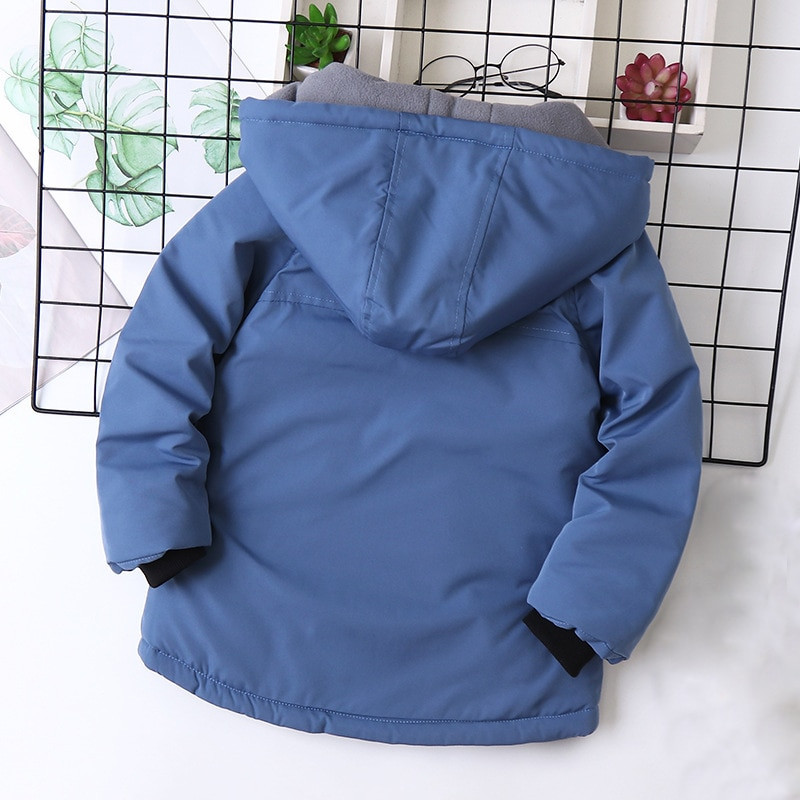 IYEAL Gyerek fiúk télikabát Gyermek cipzáras ruházat Hosszú ujjú kapucnis szélálló dzsekik Meleg kabátok Ruhák 4-12 évre