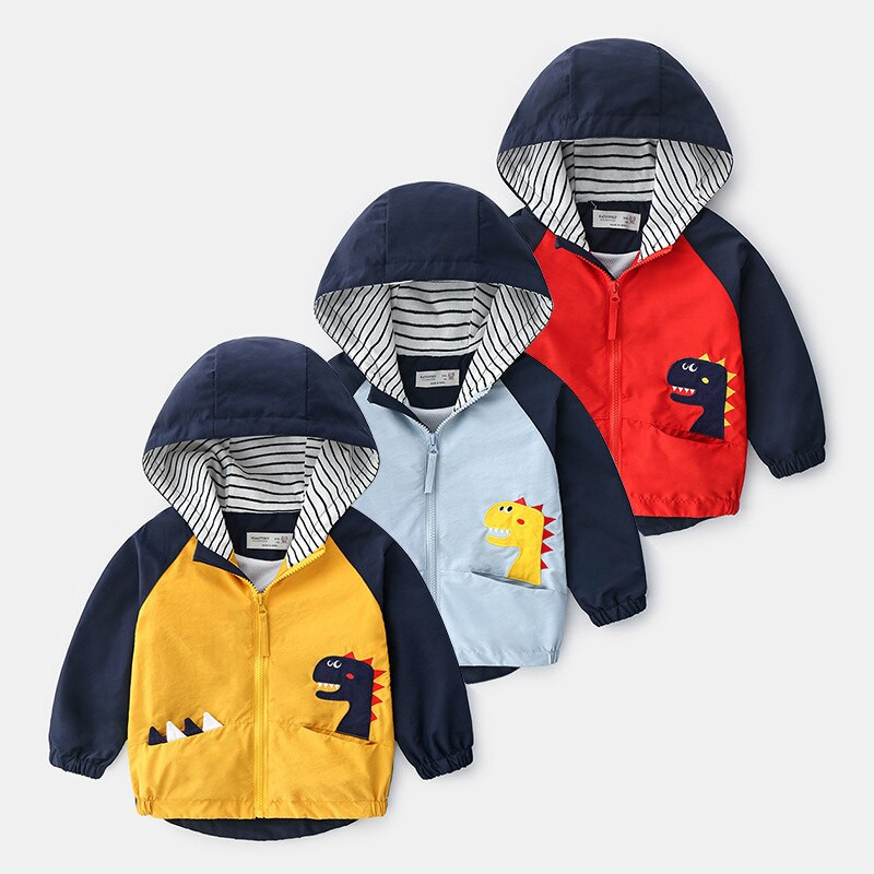 Zēniem pavasara rudens mēteļi bērnu jakas Mazu bērnu vējjaka ar kapuci ar kabatu bērniem rāvējslēdzējs Virsdrēbes zīdaiņu drēbes 2–7 g.