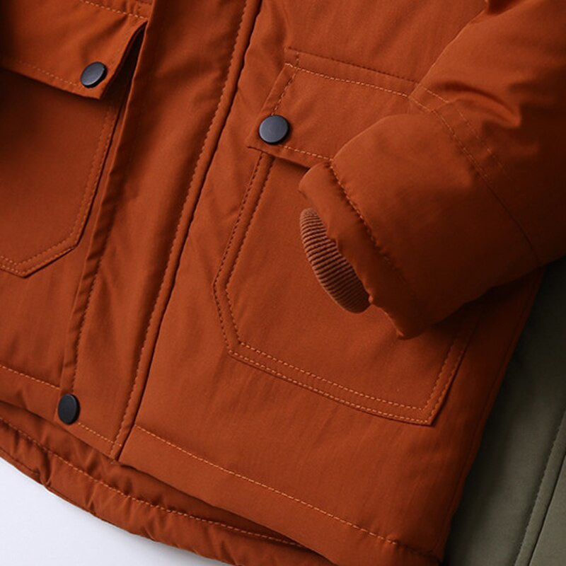 IYEAL zēnu mēteļi rudens ziemas modes ar kapuci kažokādas bērnu plus samta sildošas kokvilnas virsdrēbes bērniem jaka no 5 līdz 14 gadiem