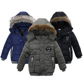 7 Χρώμα Keep Warm Boys Jacket Φθινοπωρινό και Χειμώνα με γούνινο γιακά Παιδικό τζάκετ Casual φερμουάρ Παιδικά ρούχα 1-5 ετών