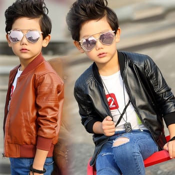 Fashion Boy Outerwear Νέο Ανοιξιάτικο Φθινόπωρο Boy PU Παιδικό παλτό Ζεστό Simier παλτό για αγόρι παλτό για 3-8 χρονών