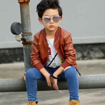 Fashion Boy Outerwear Νέο Ανοιξιάτικο Φθινόπωρο Boy PU Παιδικό παλτό Ζεστό Simier παλτό για αγόρι παλτό για 3-8 χρονών