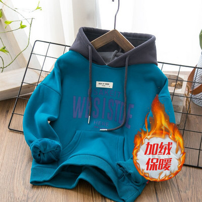 Κορυφαίο πουλόβερ με κουκούλα για αγόρια με βελούδινη επένδυση, φθινόπωρο και χειμώνα 2022, Παιδικό μονόστρωτο πουκάμισο με φλις φόδρα με κουκούλα