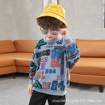 Πουλόβερ για αγόρια άνοιξη φθινόπωρο 2022 Νέα μπλούζα με εμπριμέ με αριθμούς και γράμματα Παιδική πουλόβερ Όμορφα μπλουζάκια