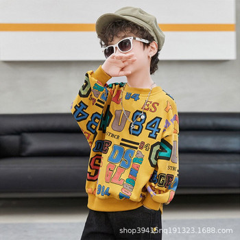 Пуловер за момчета Пролет Есен 2022 г. Нов суичър с комбинация от цифри и букви Детски пуловер Красиви топове