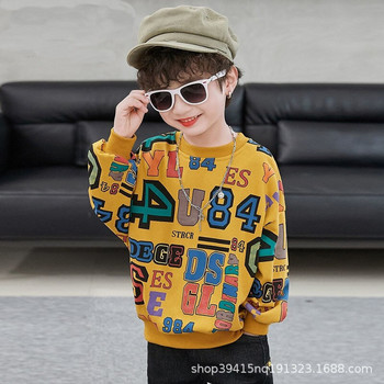 Пуловер за момчета Пролет Есен 2022 г. Нов суичър с комбинация от цифри и букви Детски пуловер Красиви топове